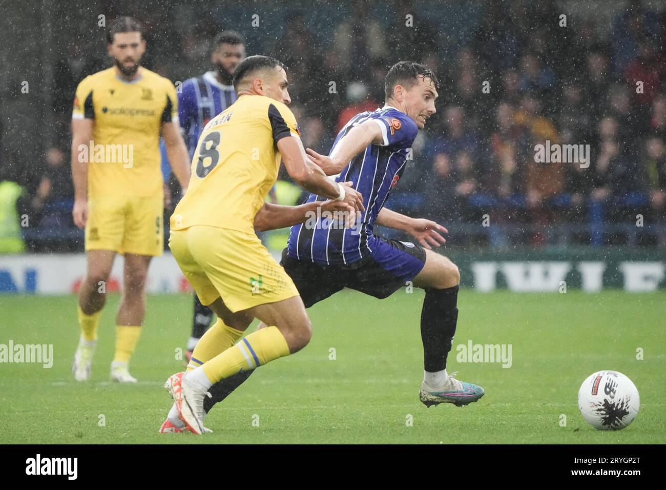 Rochdale / Southend Utd 30 settembre 2023. Crown Oil Arena Rochdale Vanarama National League Rochdale 2 Southend Utd 2. Ryan East in azione per Rochdale Foto Stock