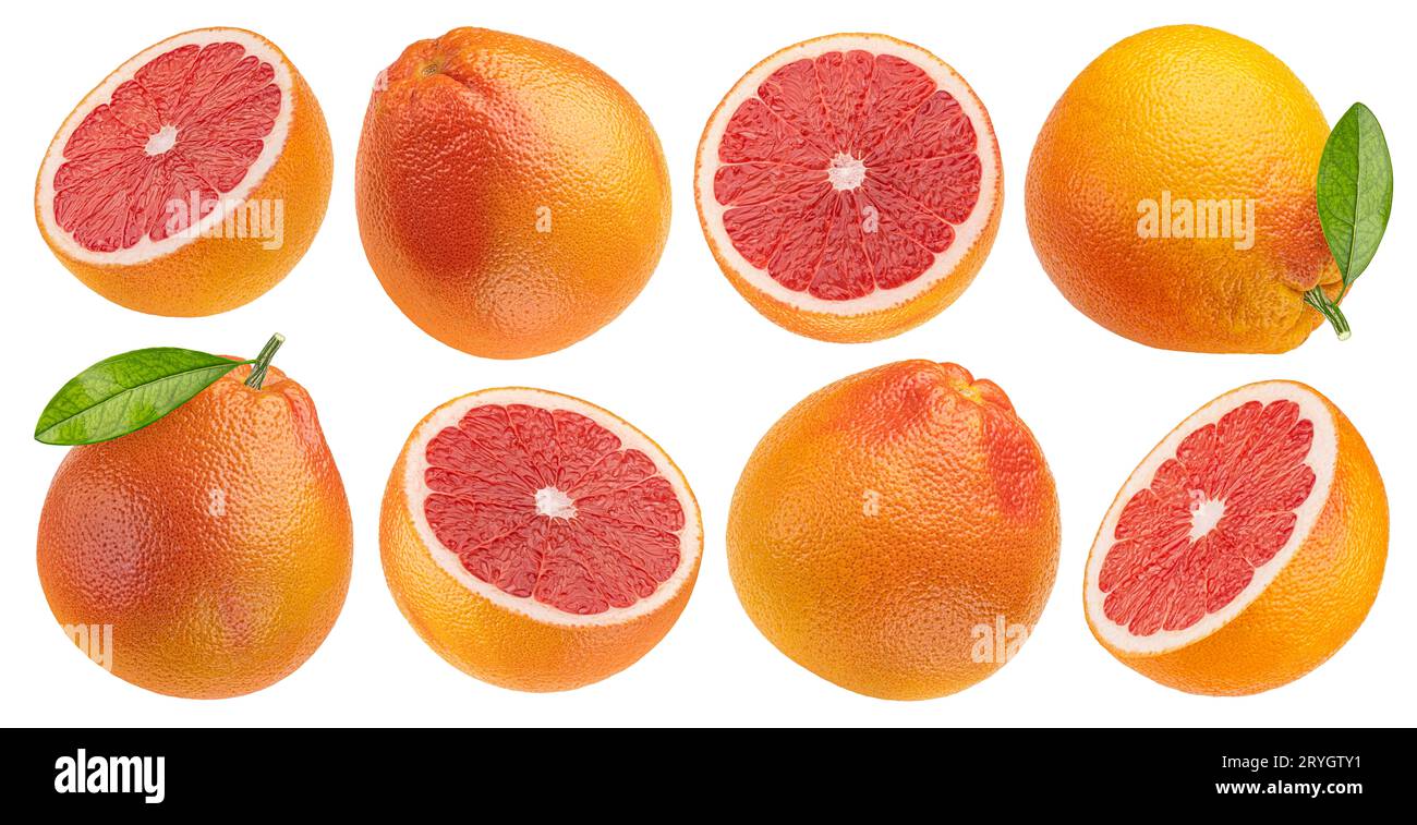 Pompelmo isolato su fondo bianco, collezione Foto Stock