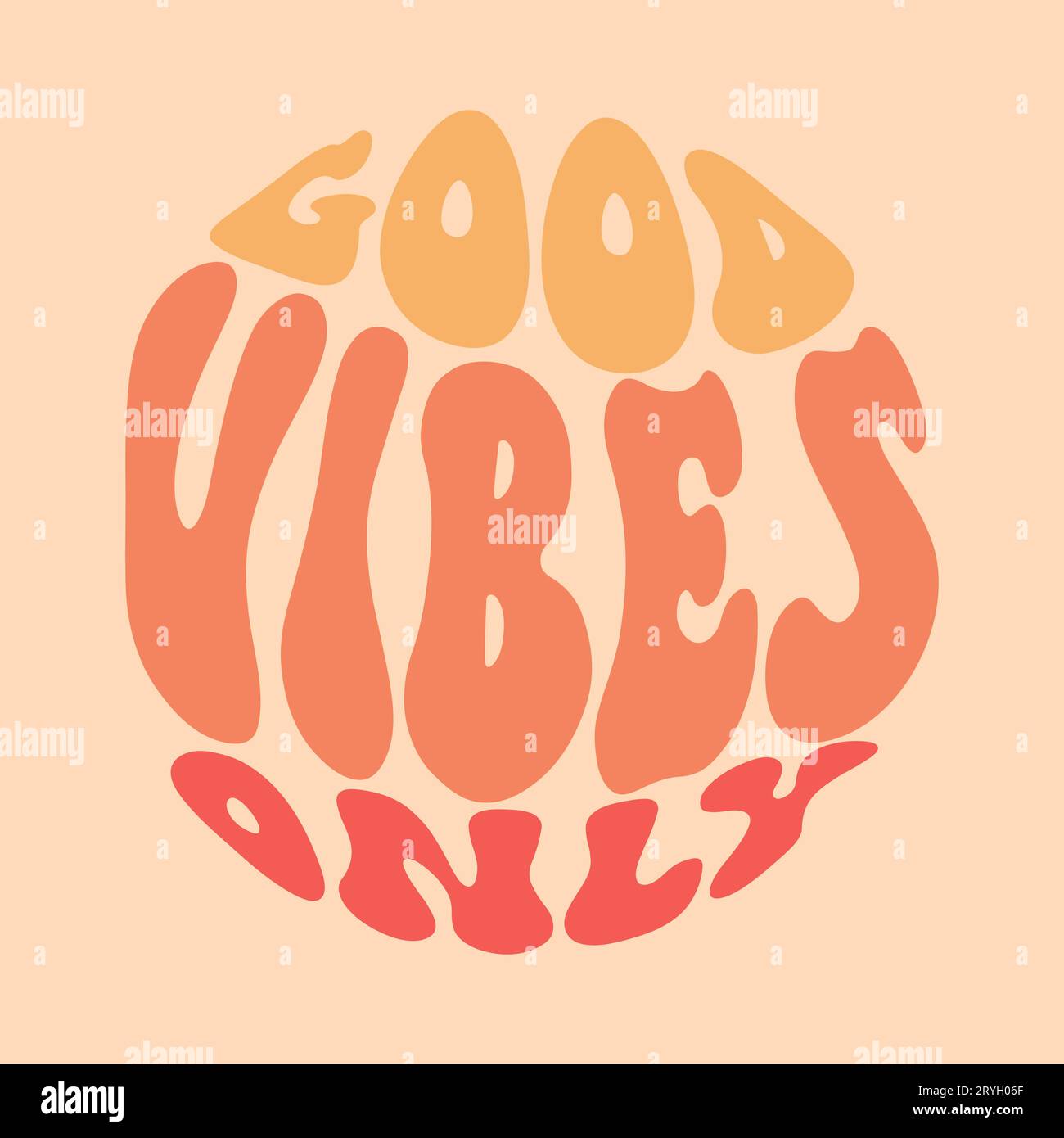 Solo scritte a mano Good Vibes. Stile retrò, poster anni '70, slogan vettoriale, groovy Illustrazione Vettoriale