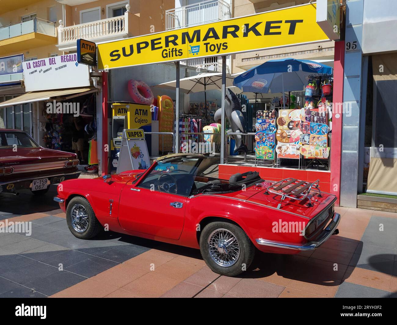 Triumph Spitfire IV Riunione di auto d'epoca a Torremolinos, Málaga, Spagna. Foto Stock