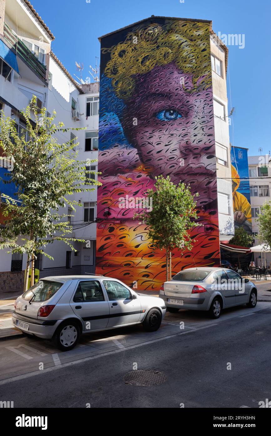 Murale a Fuengirola, provincia di Málaga, Spagna. Foto Stock