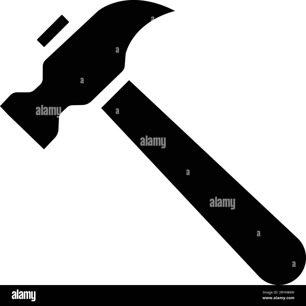 Icona piatta del martello di riparazione per applicazioni. Utensile per riparazione casalinga. Costruzione Illustrazione Vettoriale