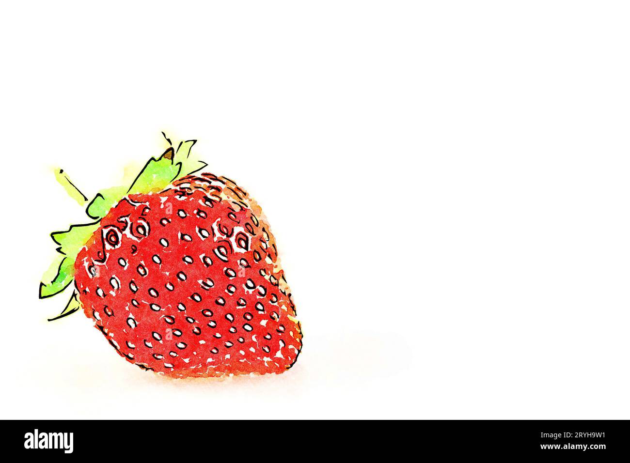 Illustrazione creativa con design vintage ad acquerello - fragola isolata su sfondo bianco. Foto Stock