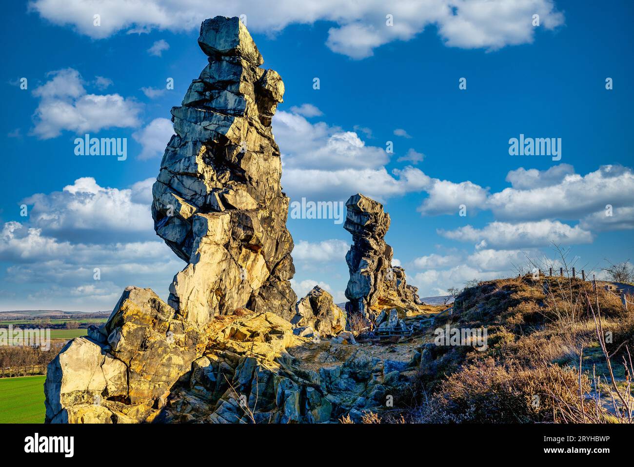 Foto del Muro del Diavolo nella montagna di Harz in Germania Foto Stock