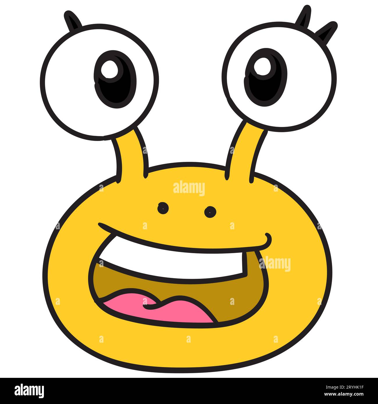 La testa di lumaca rideva felicemente con gli occhi grandi, l'emoticon di cartone con illustrazione vettoriale. disegno icona doodle Foto Stock La testa di lumaca rideva felicemente con gli occhi grandi, l'emoticon di cartone con illustrazione vettoriale. disegno icona doodle Foto Stock
