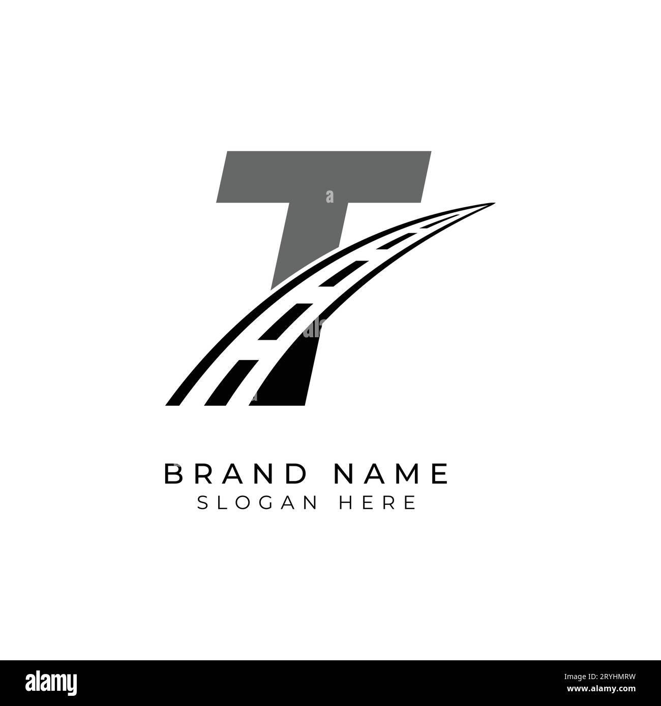 Logo Letter T asfalto per l'identità. Illustrazione del vettore del modello di costruzione per il marchio Illustrazione Vettoriale