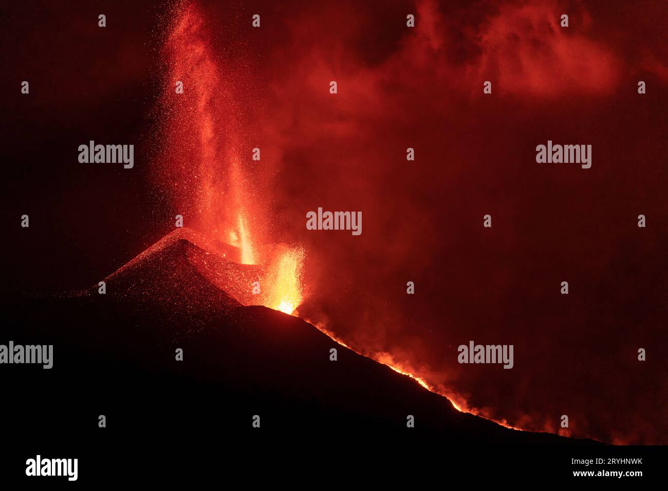 Eruzione del vulcano sull'isola di la Palma Foto Stock