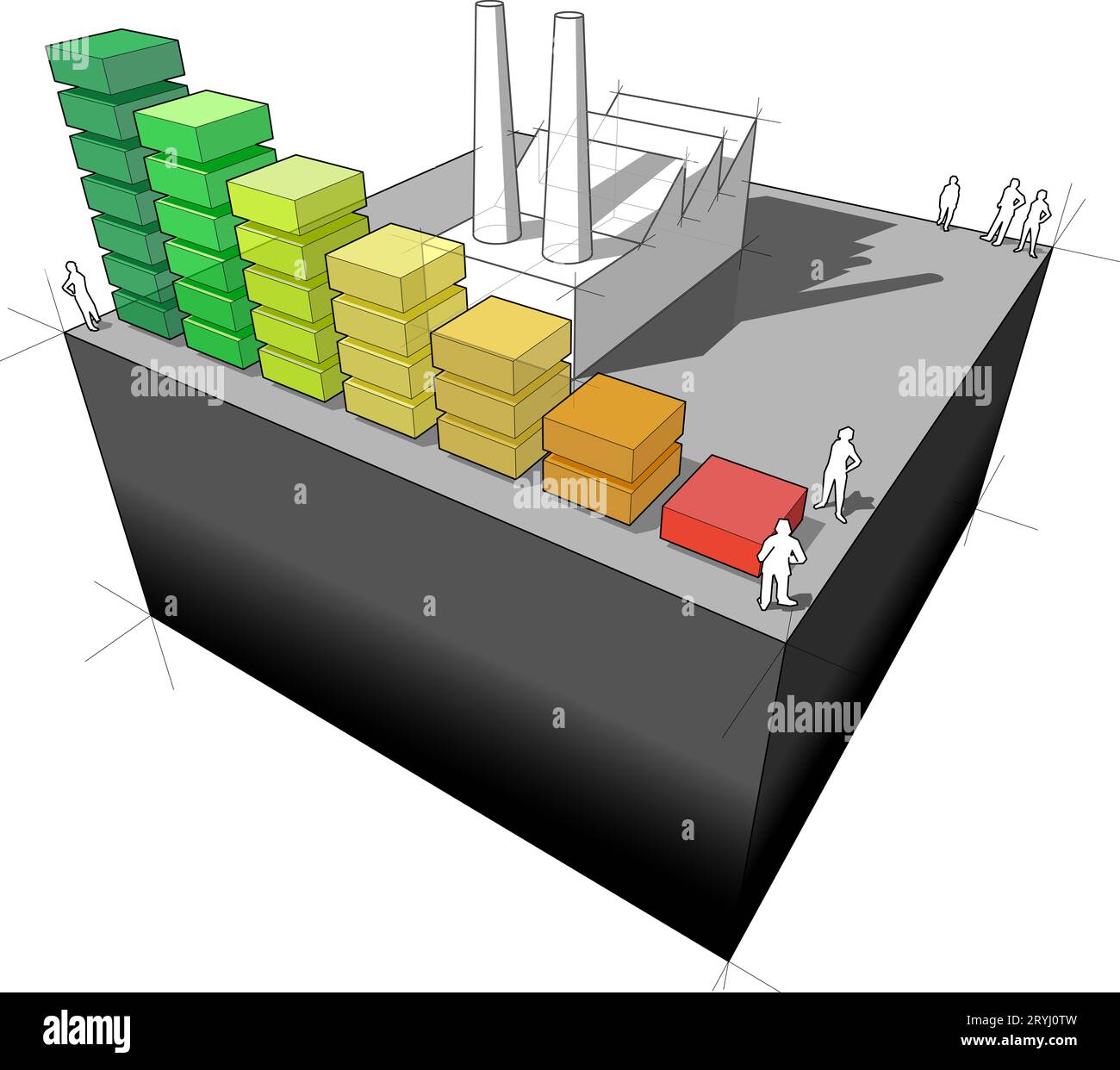 Diagramma della fabbrica di aÂ con diagramma a barre della potenza nominale Foto Stock