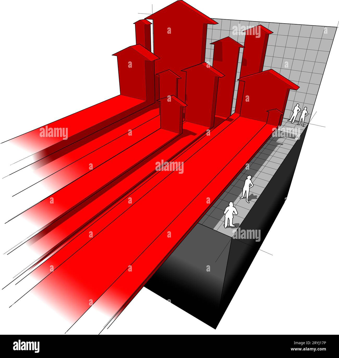 Diagramma con molti rising frecce di business Foto Stock