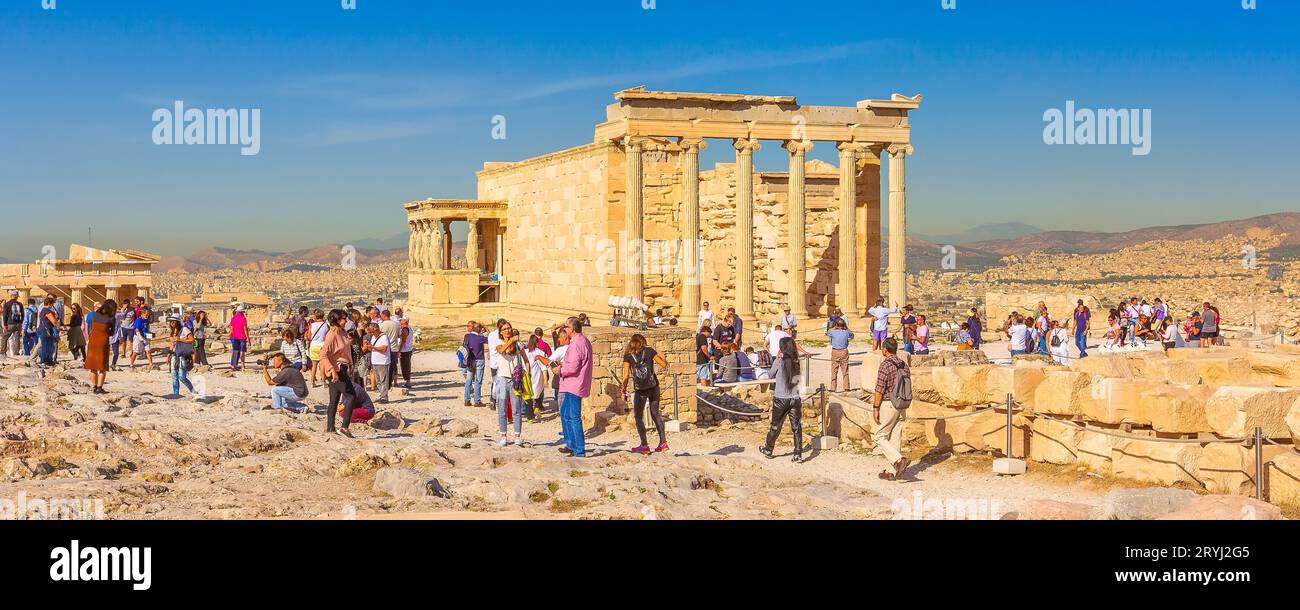Turisti in Acropoli, Atene, Grecia Foto Stock