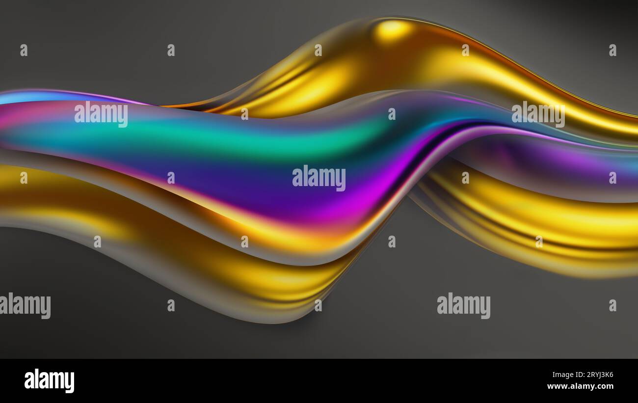 Onde fluide al neon olografiche Foto Stock