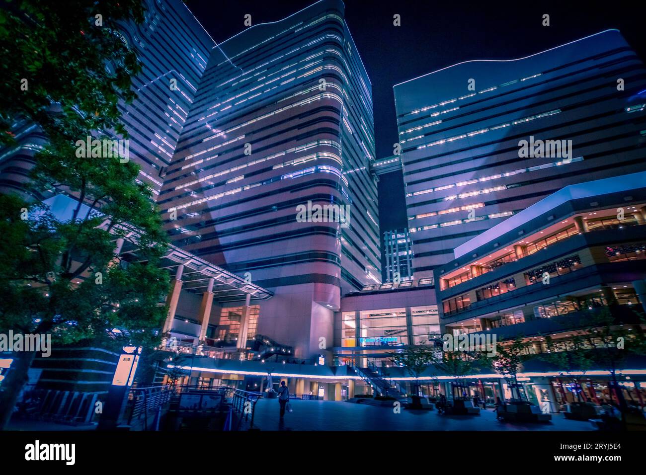 Vista notturna di Yokohama Minato Mirai Foto Stock