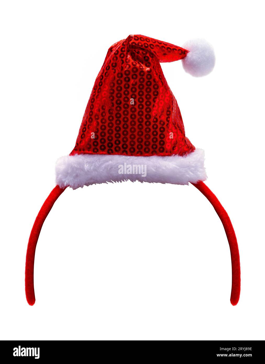 Fascia con cappello Santa Stocking, ritagliata su bianco. Foto Stock