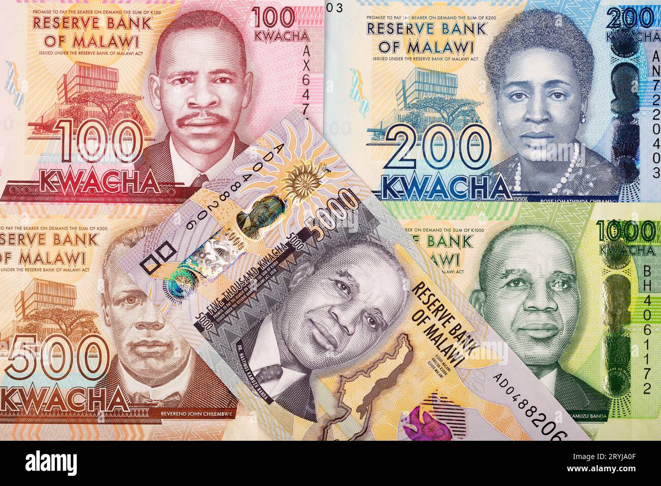 Denaro malawiano - nuova serie di banconote Foto Stock