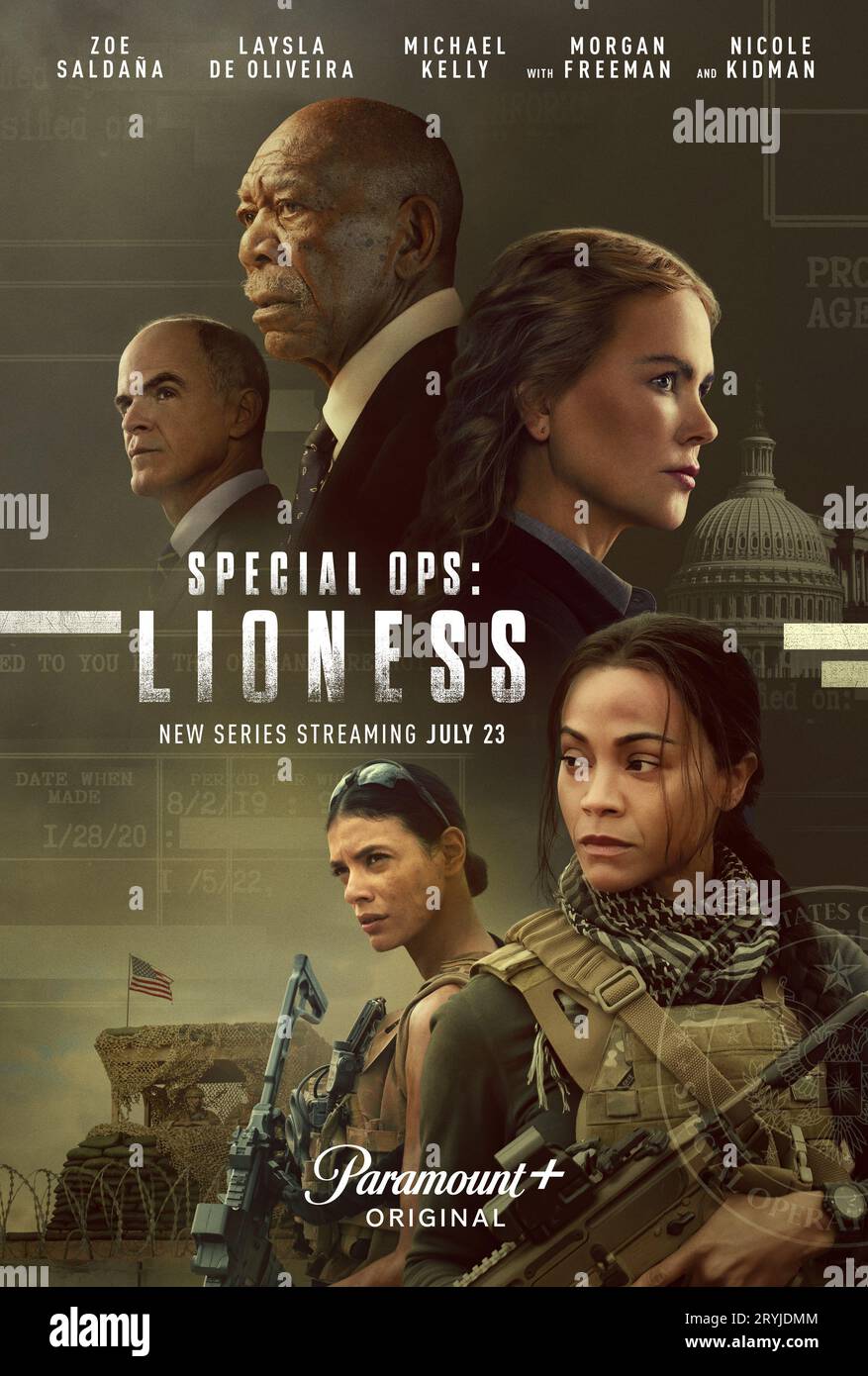 Special Ops Lioness Zoe Saldana, Nicole Kidman e Morgan Freeman Foto Stock