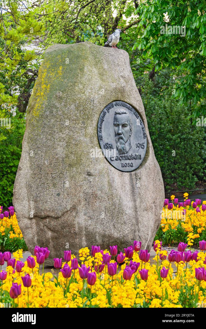 Irlanda, Dublin St Stephens Green monumento al patriota Jeremiah o' Donovan Rosa 1831 - 1915 Foto Stock