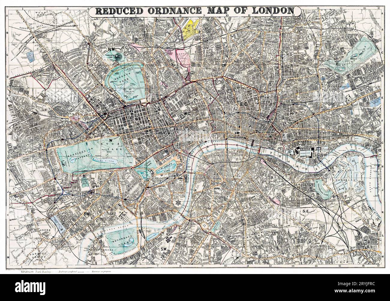 Mappa degli ordigni ridotti di Londra (1879) di J. Whitbread. Foto Stock