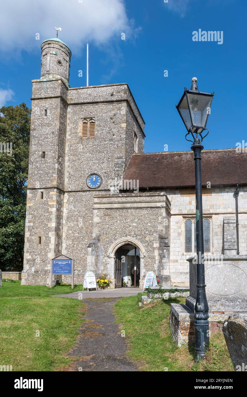 St Peter's Church, Bishop's Waltham, Hampshire, Inghilterra, Regno Unito, una storica chiesa normanna Foto Stock