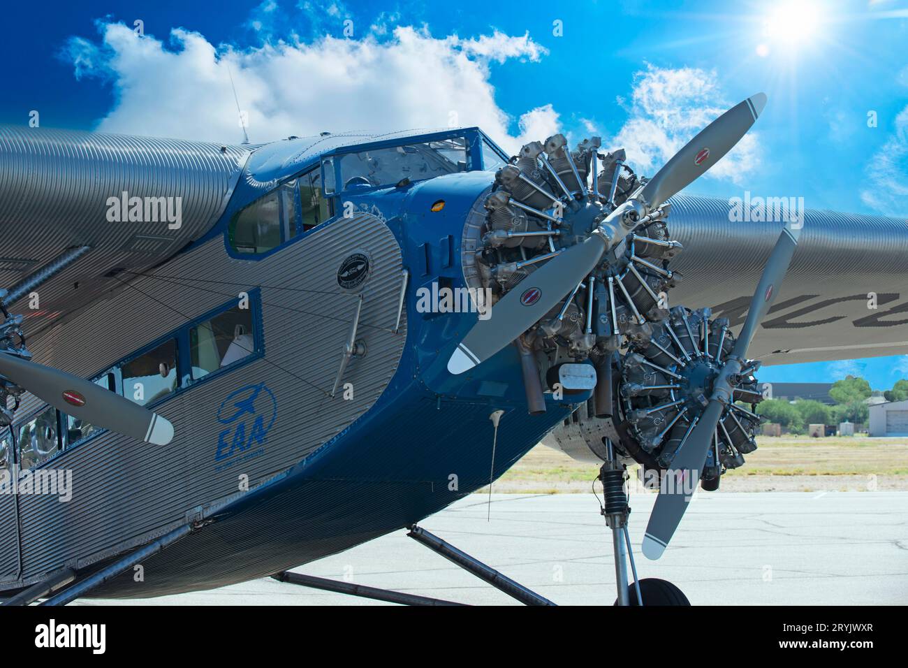 1929 Ford Tri Motor "Tin Goose" all'aeroporto internazionale di Tucson Foto Stock