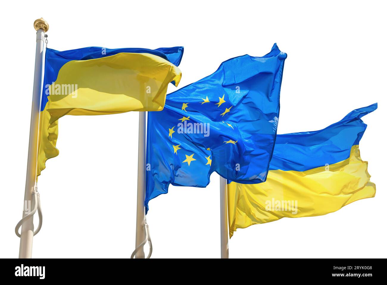 Ucraina e Unione europea bandiere Foto Stock