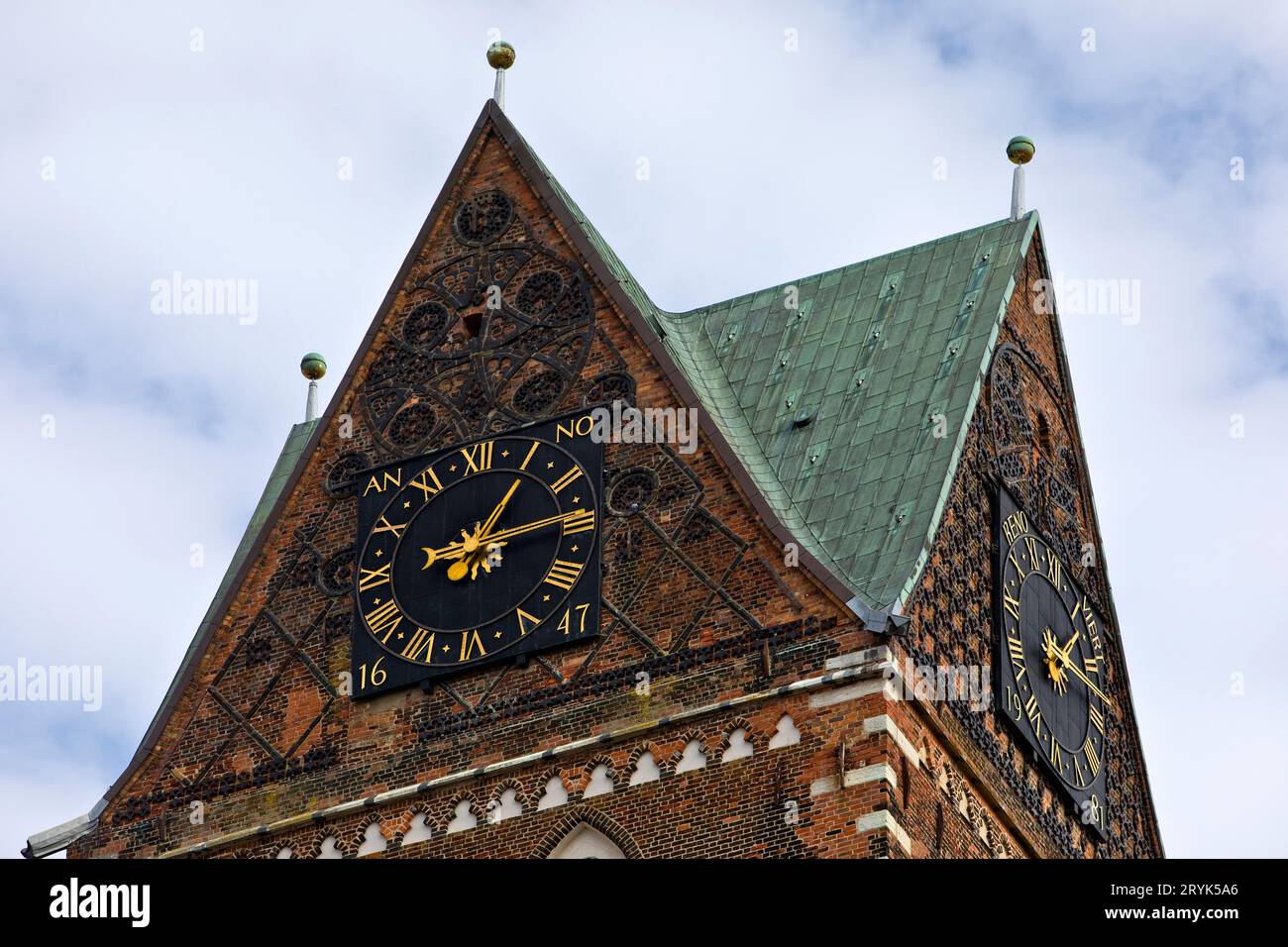 Torre di Marien, dettaglio, città anseatica di Wismar, Germania, Europa Foto Stock