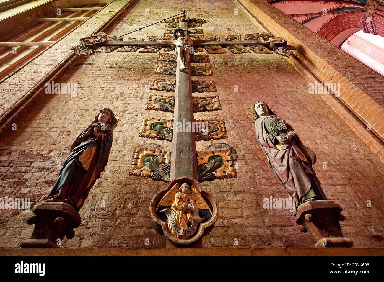 Triumphal Cross Group, Nikolaikirche, Wismar, Meclemburgo-Pomerania occidentale, Germania, Europa Foto Stock