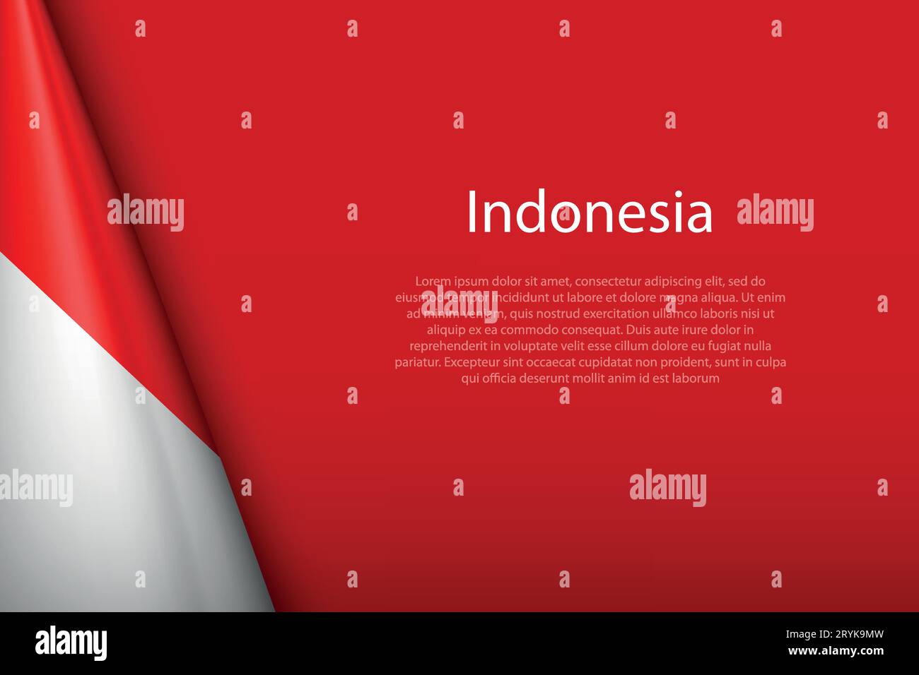 Bandiera nazionale 3d Indonesia isolata sullo sfondo con spazio copioso Illustrazione Vettoriale