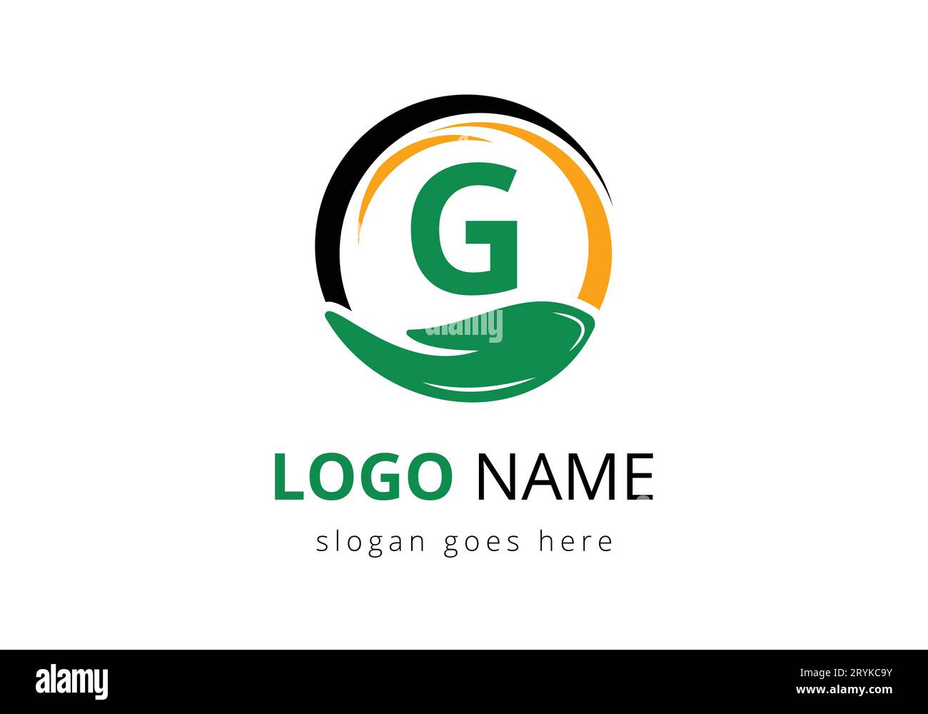 Lettera G con modello di logo di beneficenza. Illustrazione Vettoriale