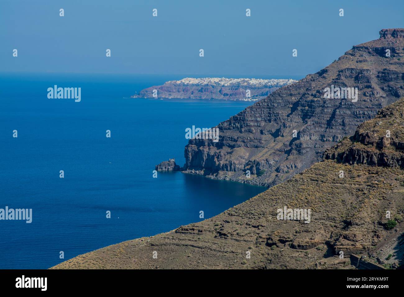 Paesaggio vulcanico dell'isola di Santorini Foto Stock