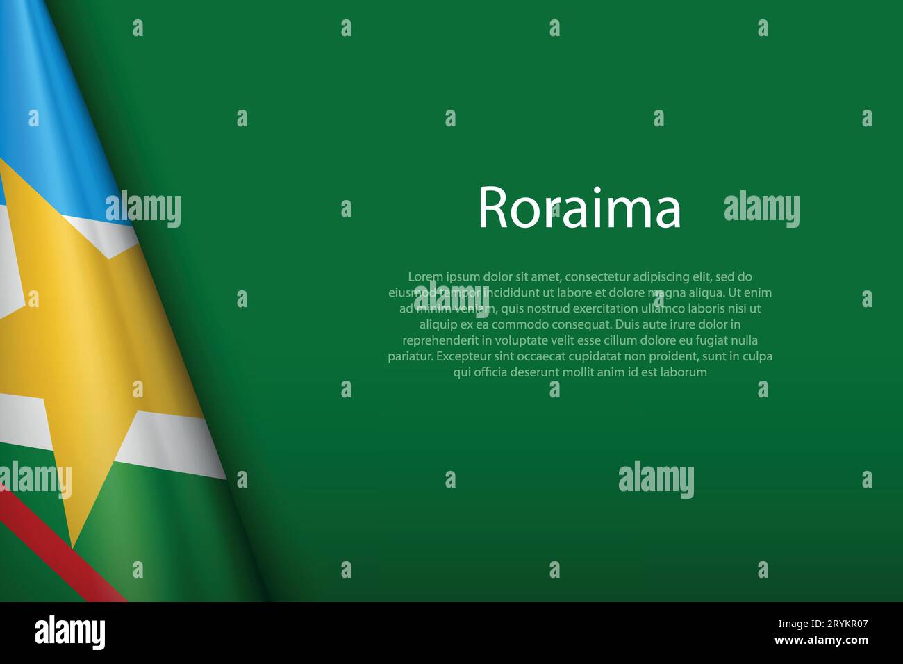 Bandiera 3d Roraima, stato del Brasile, isolato sullo sfondo con spazio copioso Illustrazione Vettoriale
