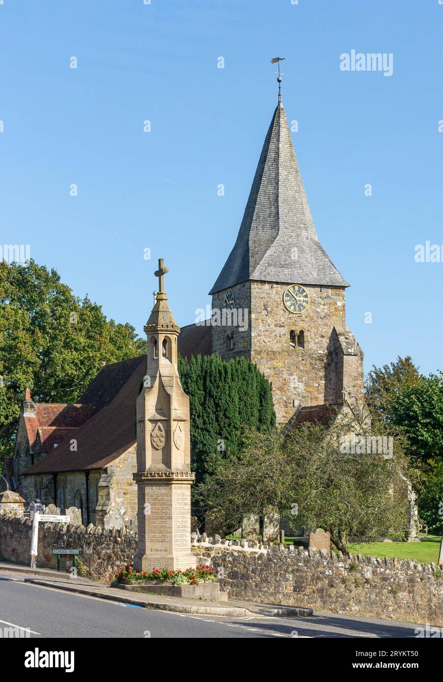 St Bartholomew's Church, School Hill, Burwash, East Sussex, Inghilterra, Regno Unito Foto Stock