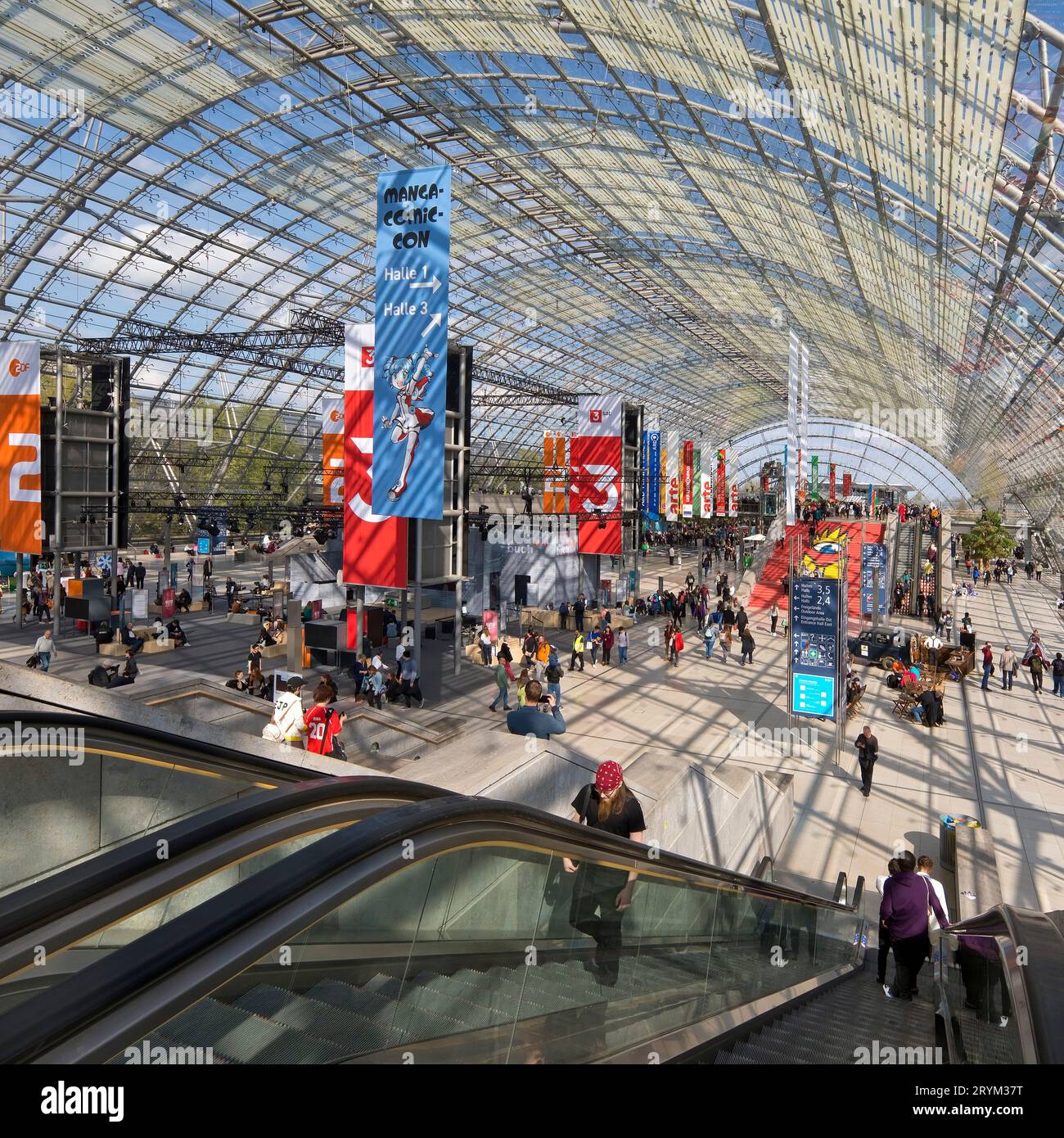 Buchmesse in der Glashalle der Leipziger Messe, Neue Messe, Lipsia, Sachsen, Deutschland, Europa Foto Stock