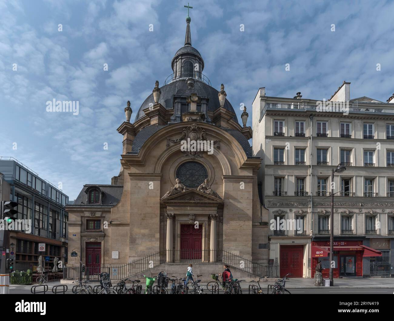 Tempio del Marais, chiamato anche Visitazione della Vergine Maria, costruito nella prima metà del XVII secolo, Rue Saint-Antoine, Parigi, Francia Foto Stock