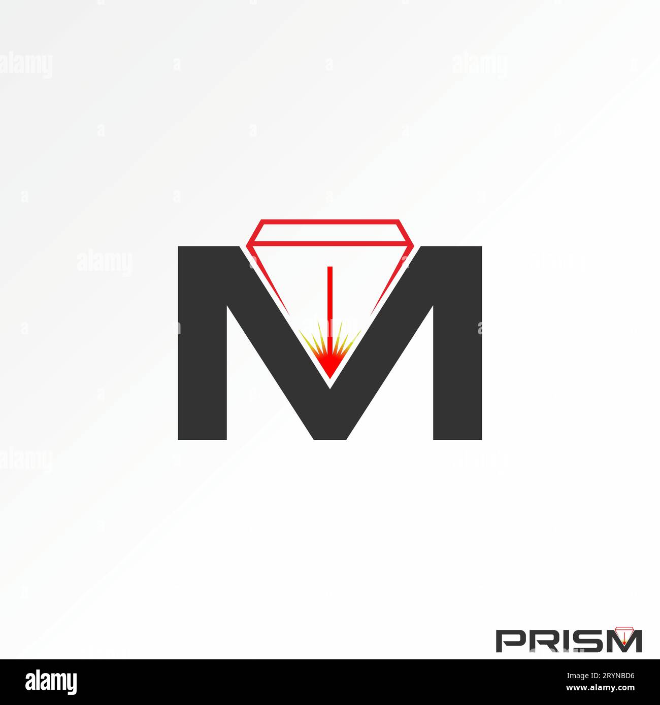 Logo design concept grafico astratto creativo firma vettoriale premium originale carattere M iniziale con linee a prisma piramidale. Correlato al monogramma geometrico Illustrazione Vettoriale