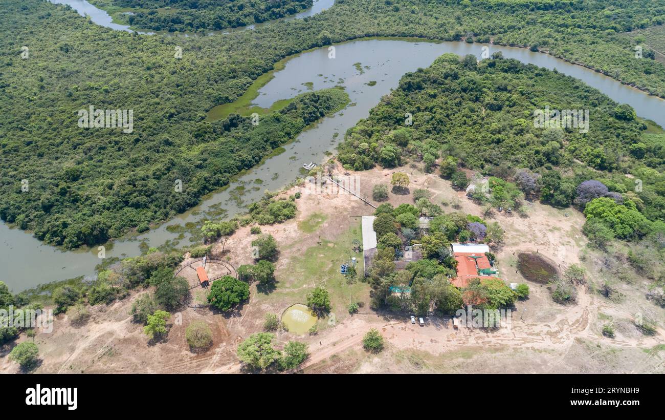 Vista sul paesaggio tipico del Pantanal Foto Stock