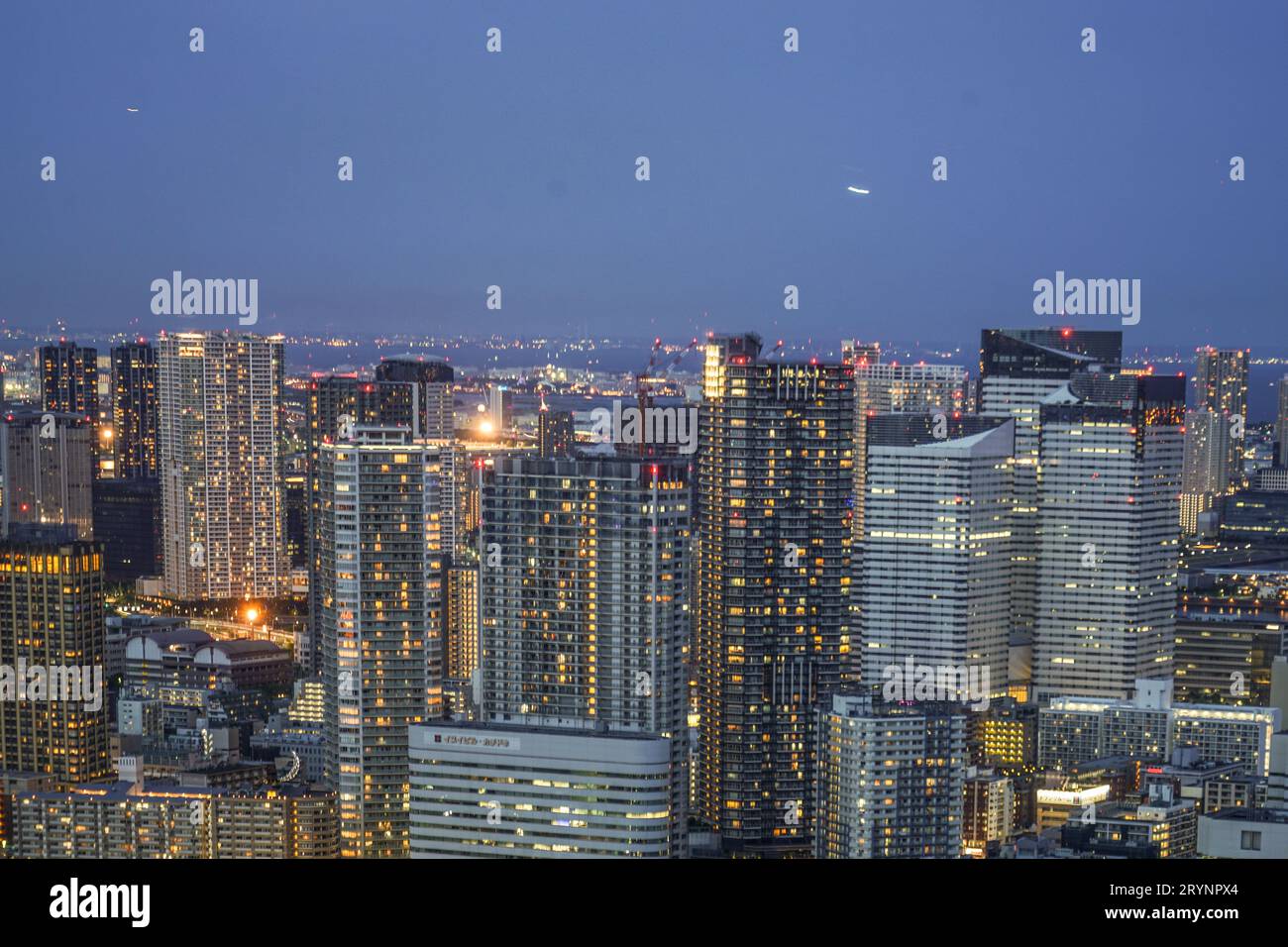 Vista notturna di Tokyo dal Caretta Shiodome Foto Stock