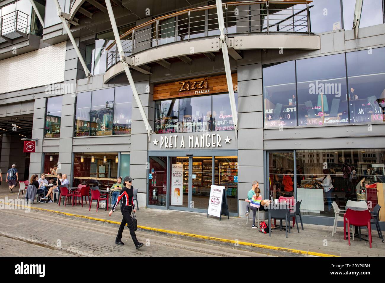 Ristorante Pret a Manger e panini zuppe piatti da asporto, London South Bank, Inghilterra, Regno Unito, settembre 2023 Foto Stock