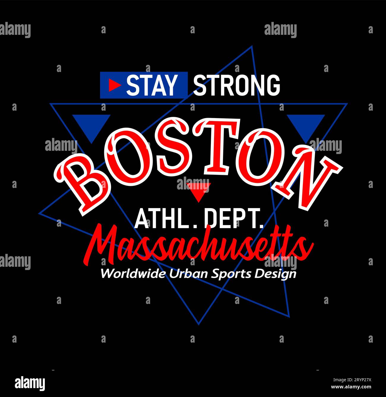 Boston Massachusetts Triangel carattere sportivo urbano a righe, tipografia, per t-shirt, poster, etichette, ecc.. Illustrazione Vettoriale