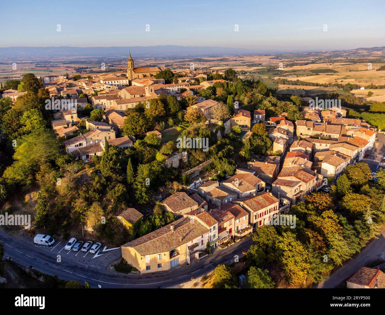 Fanjeaux, sede centrale di Simon de Montfort, dipartimento Aude, Occitania, Repubblica francese, Europa Foto Stock