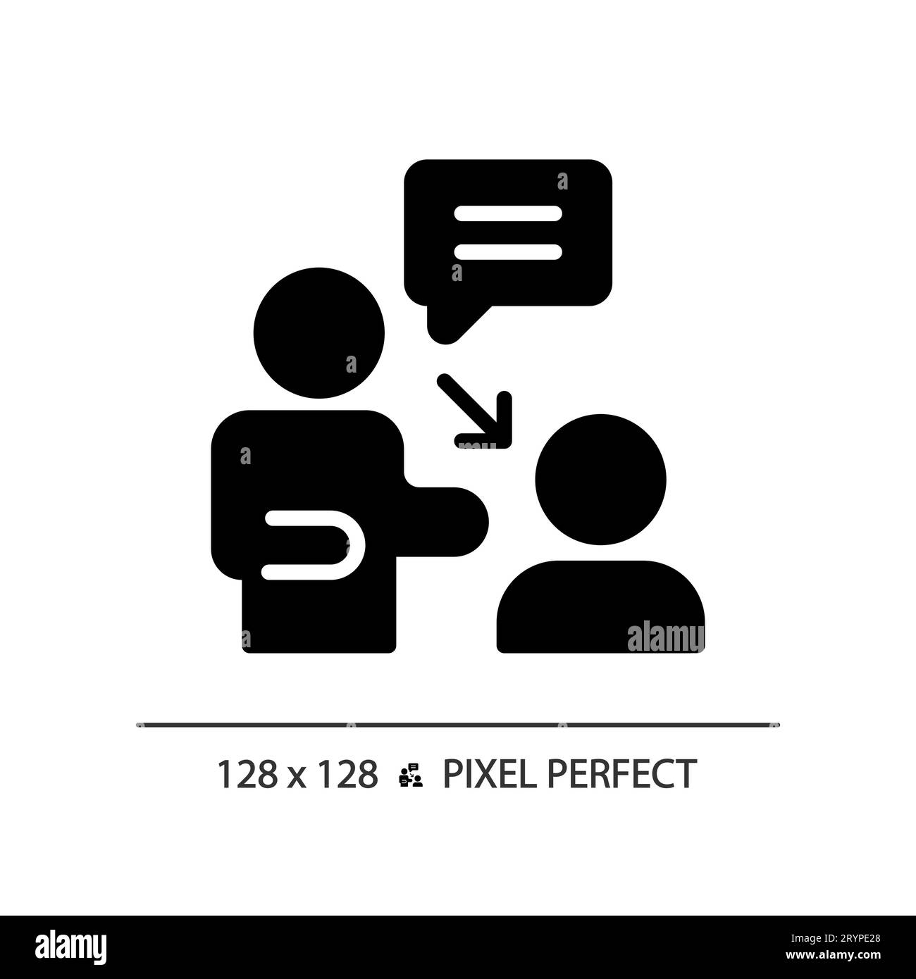 Icona di coaching in stile glifo nero 2D. Illustrazione Vettoriale