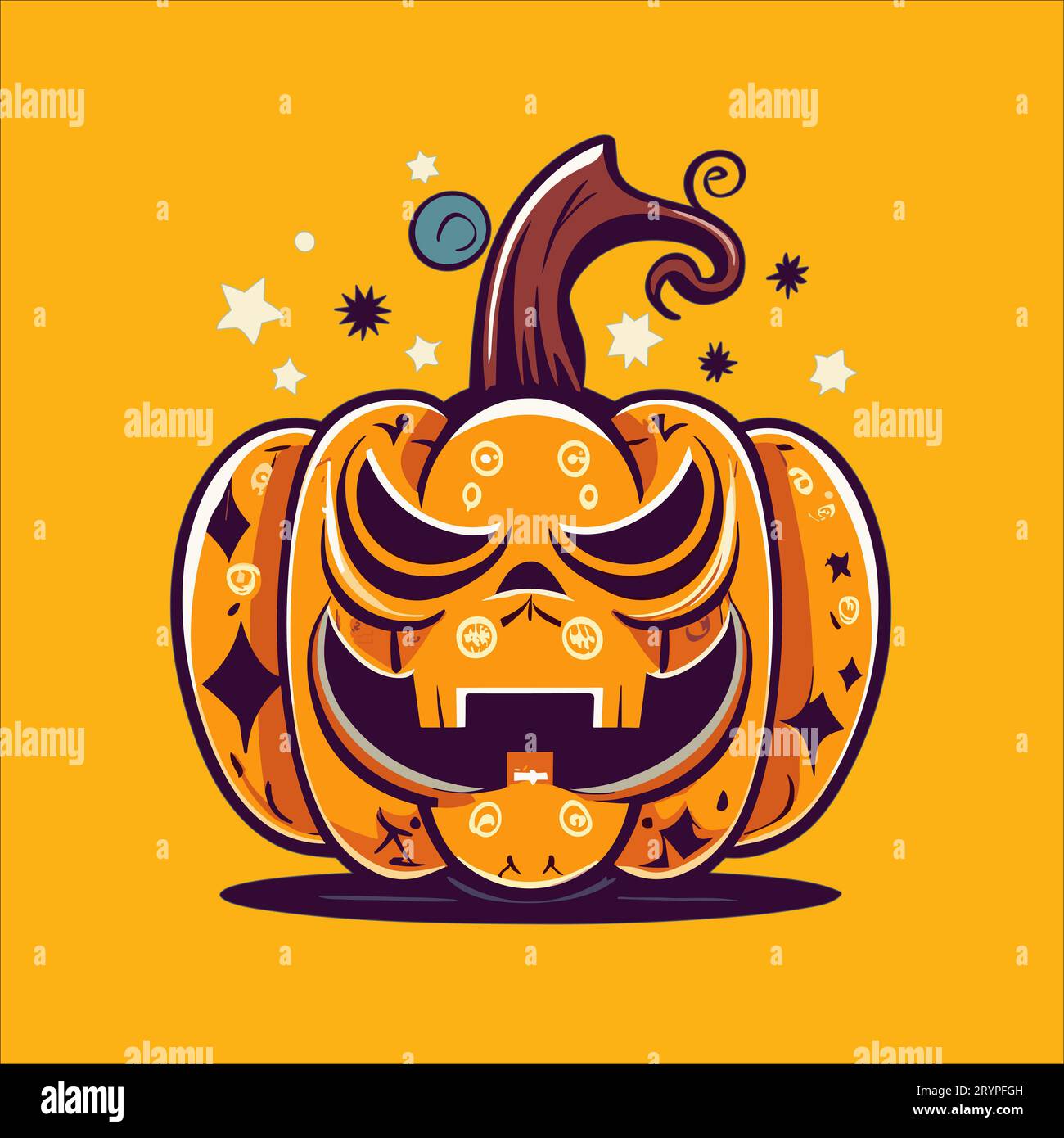 Un'illustrazione spettrale della zucca per i tuoi disegni a tema Halloween. Foto Stock