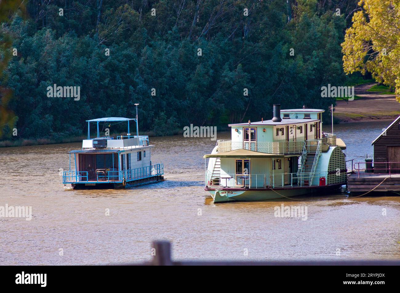 Piroscafi a pale sul fiume Murray a Echuca, Victoria Foto Stock