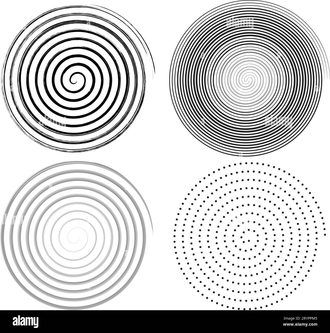 Cerchio a spirale. Cerchio astratto. illustrazione vettoriale della progettazione grafica. turbolenza circolare. Cerchio nero. icone vortex. Uragano. rotazione della curva di torsione del movimento Illustrazione Vettoriale