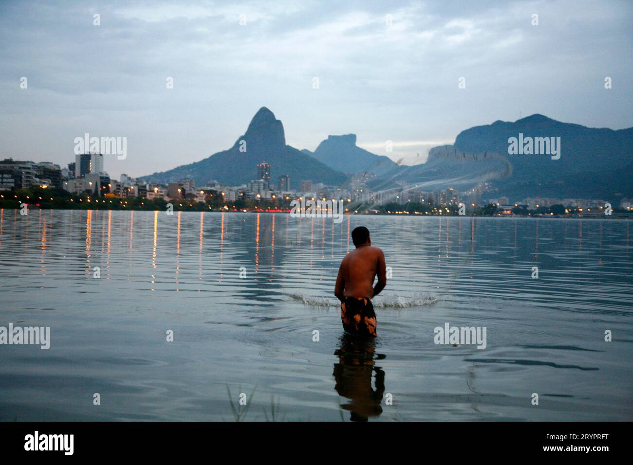 La Lagoa Rodrigo de Freitas, Rio de Janeiro, Brasile. Foto Stock