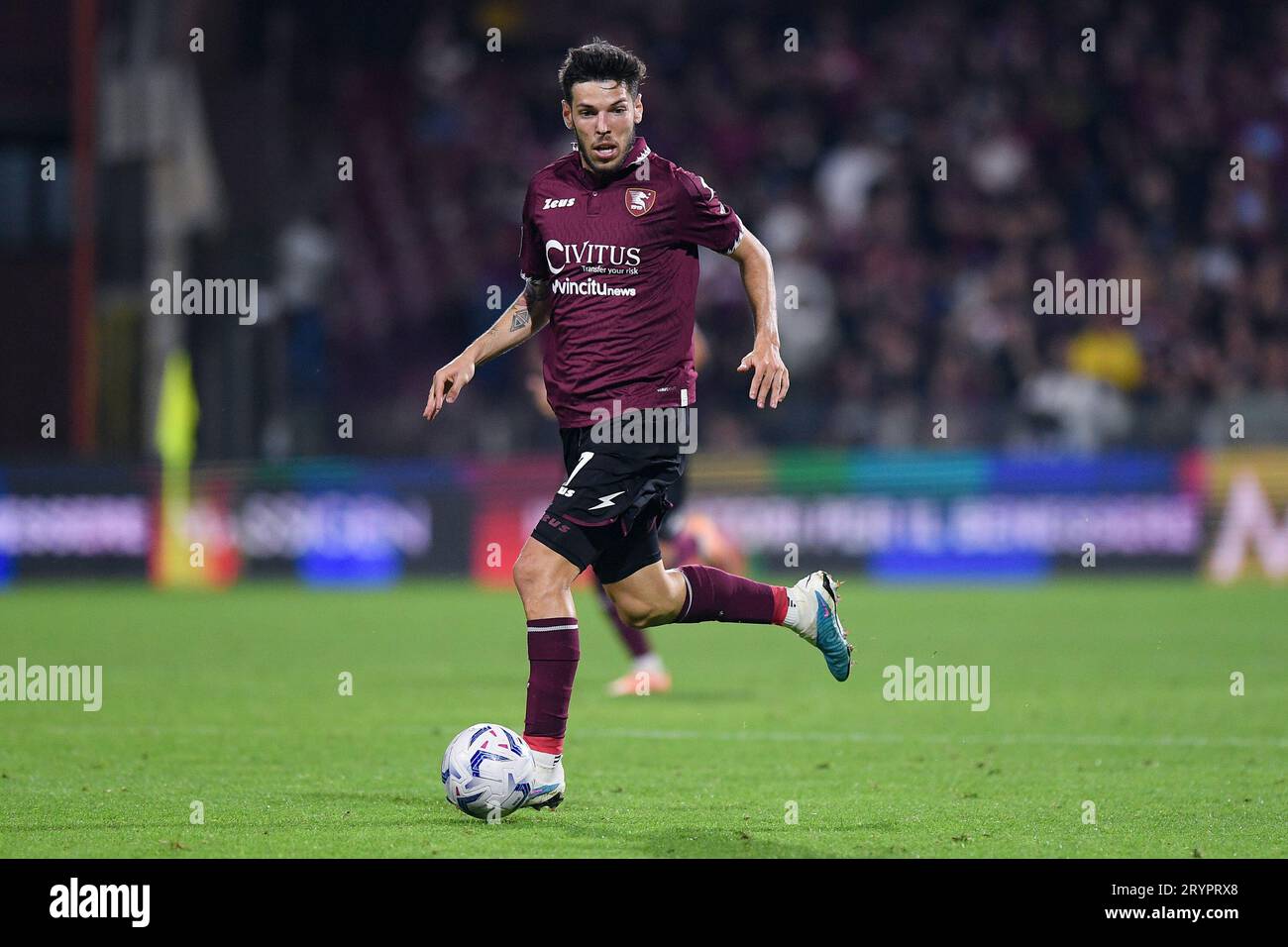 Salerno, Italia. 30 settembre 2023. Agustin Martegani della US Salernitana durante la partita di serie A tra US Salernitana e FC Internazionale allo Stadio Arechi il 30 settembre 2023 a Salerno, Italia. Crediti: Giuseppe Maffia/Alamy Live News Foto Stock