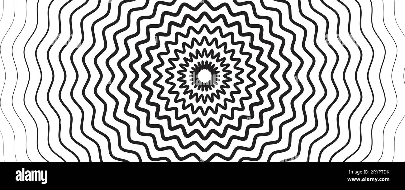 Elementi di contorno del cerchio del fiore concentrico. Elemento per grafica web design, modello per stampa, tessuto, involucro, decorazione, grafica astratta pa senza cuciture Illustrazione Vettoriale