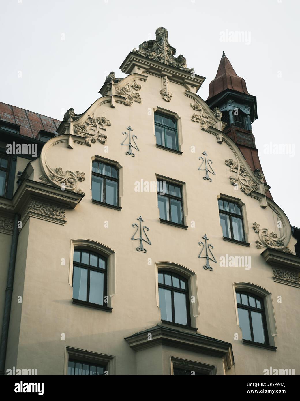 Architettura Art Nouveau a Riga, Lettonia Foto Stock