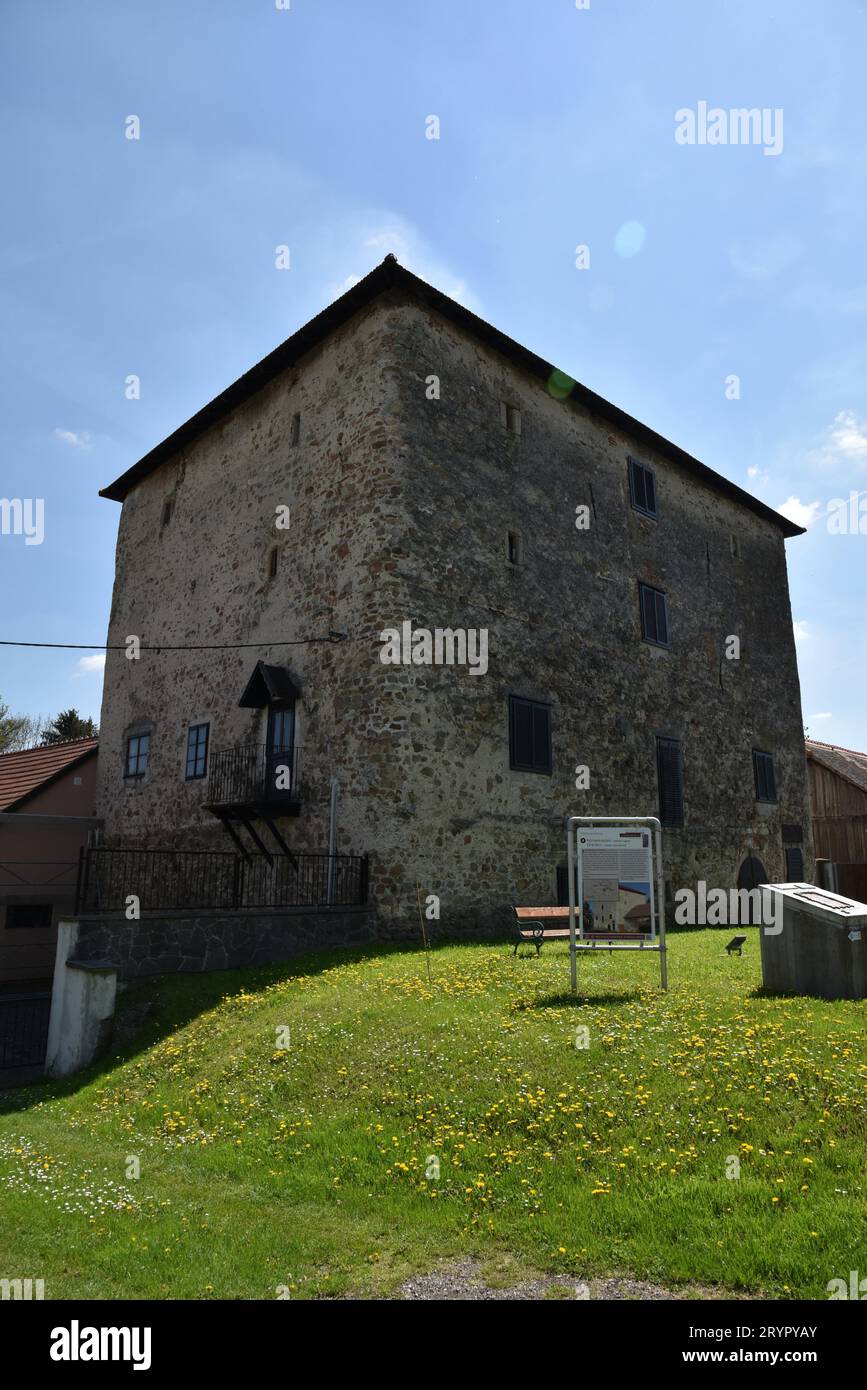 Torre del forte romano Cannabianca a Zeiselmauer, Austria Foto Stock