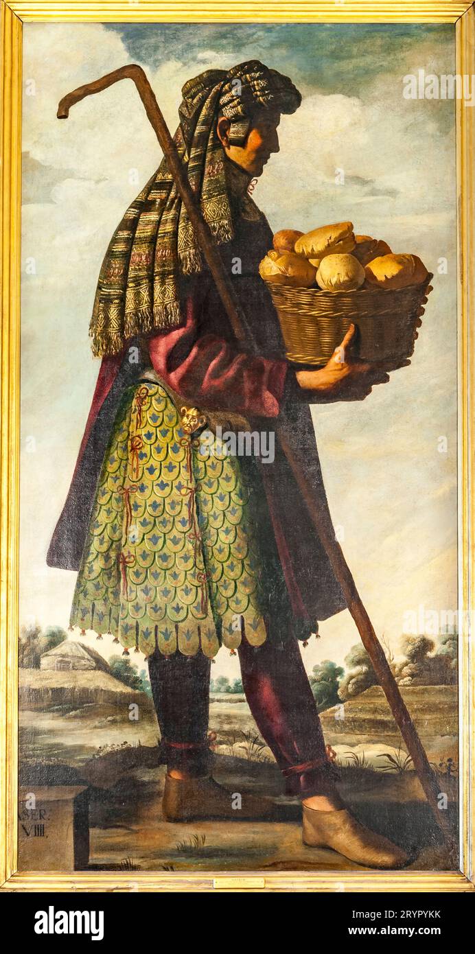 Dipinto di Asher dalla serie "Jacob and His Twelve Sons" dell'artista spagnolo Francisco de Zurbarán. Fin dai primi anni 18c sono stati ad Auckland Castle, contea di Durham, Regno Unito Foto Stock