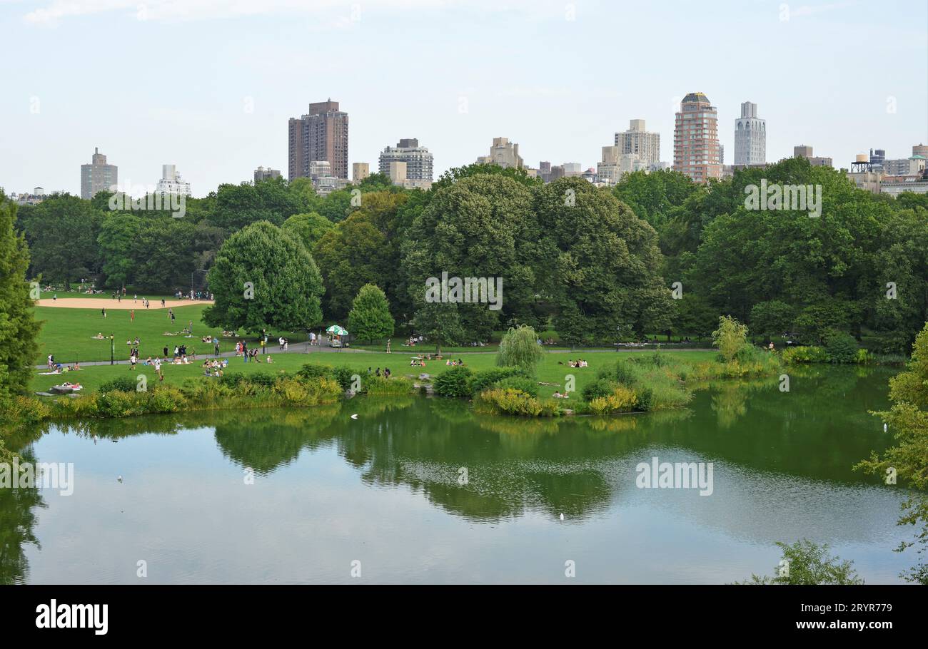 Estate panoramica di Central Park, New York, Stati Uniti d'America Foto Stock